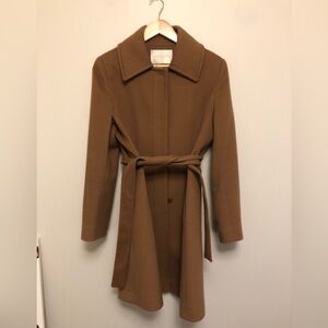 Fleurette Elegant Camel Pea Coat with Loro Piana wool